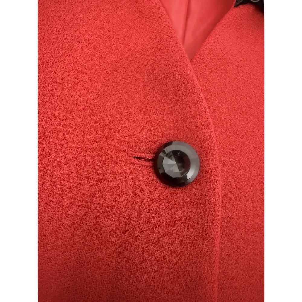 VTG Kasper Red Long Coat Dress Velvet Collar Lined Button Down Womens‎ Size 12 - Picture 7 of 12